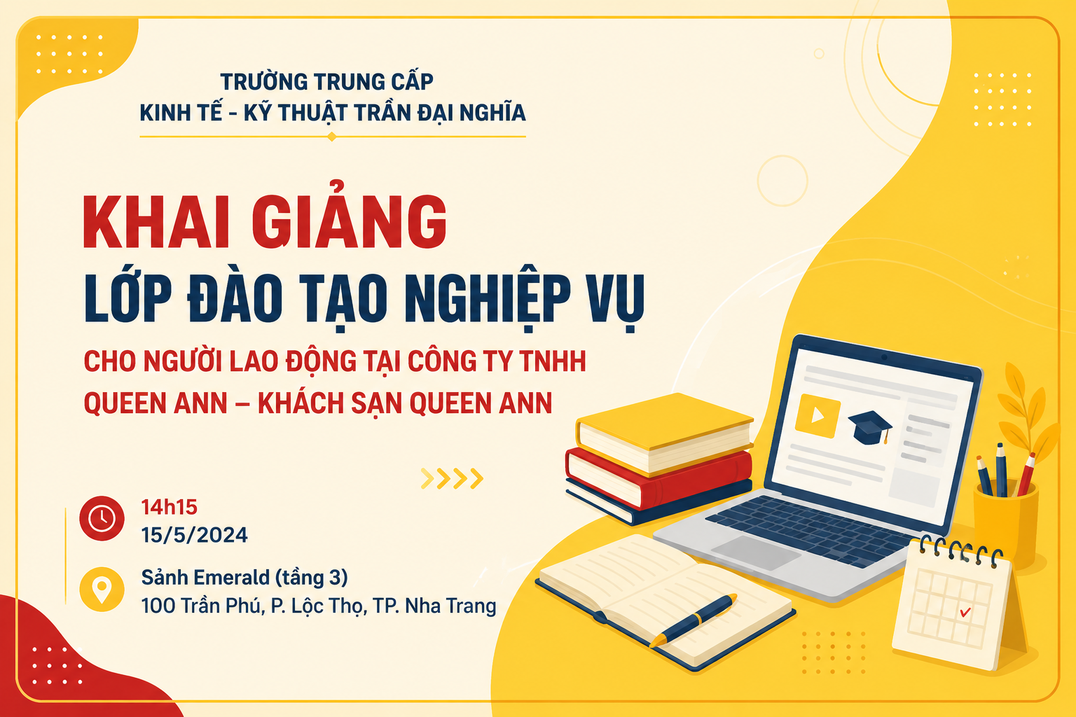 Khai giảng lớp đào tạo nghiệp vụ cho người lao động tại Khách sạn Queen Ann Nha Trang