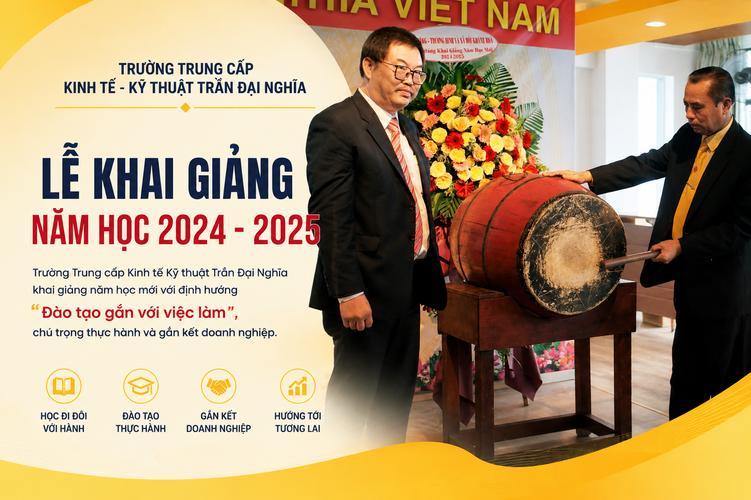 Trường Trung cấp Kinh tế – Kỹ thuật Trần Đại Nghĩa tổ chức Lễ Khai giảng năm học 2024 – 2025